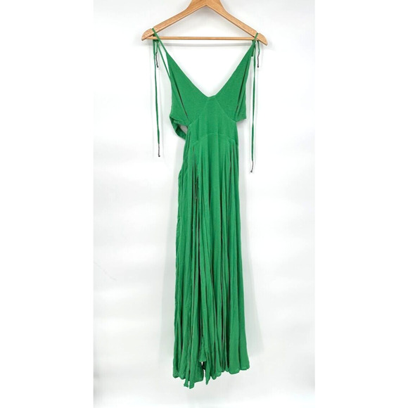 Free People Lille Maxi Dress Green Open Back Tie Halter Top Boho Size Small NWT - Picture 5 of 9